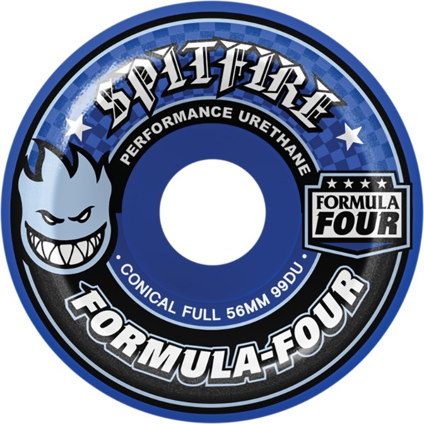 Spitfire Wheels Formula Four Conical full Blue Skateboard Wheels - 56mm 99a (Set of 4)