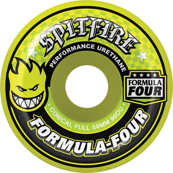 Spitfire Wheels Formula Four Conical full Yellow Skateboard Wheels - 58mm 99a (Set of 4)