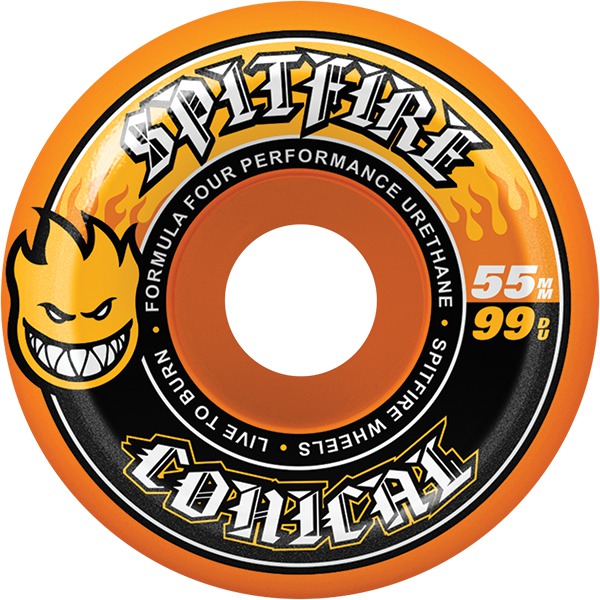 Spitfire Wheels Formula Four Conical Orange Skateboard Wheels - 55mm 99a (Set of 4) Spitfire Wheels Formula Four Conical Orange Skateboard Wheels - 55mm 99a (Set of 4)