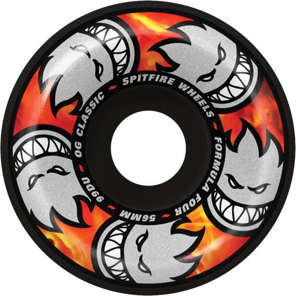 Spitfire Wheels Formula Four OG Classic Multiball Black Skateboard Wheels - 56mm 99a (Set of 4)