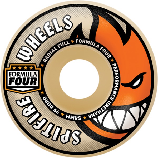 Spitfire Wheels Formula Four Radial Full Natural / Orange Skateboard Wheels - 58mm 99a (Set of 4)