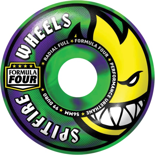 Spitfire Wheels Formula Four Radial Full Neon Green / Purple Skateboard Wheels - 56mm 99a (Set of 4)