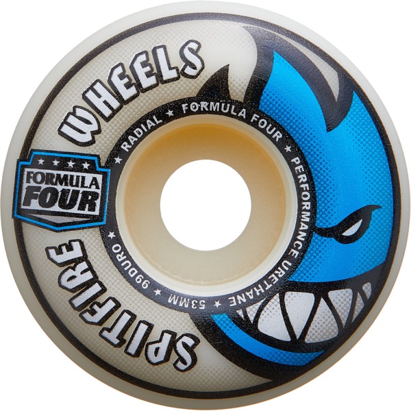 Spitfire Wheels Formula Four Radial Natural / Blue Skateboard Wheels - 53mm 99a (Set of 4)