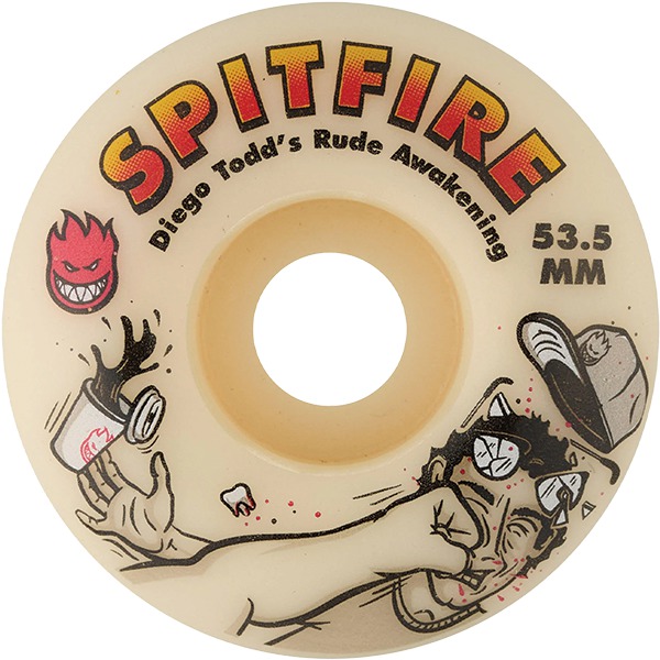 Spitfire Wheels Diego Todd Formula Four Rude Awakening Skateboard Wheels - 53.5mm 99a (Set of 4)