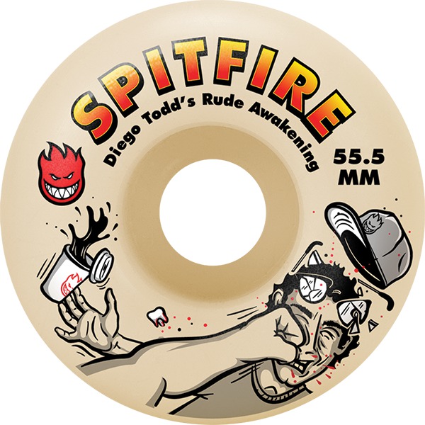 Spitfire Wheels Diego Todd Formula Four Rude Awakening Skateboard Wheels - 55.5mm 99a (Set of 4)