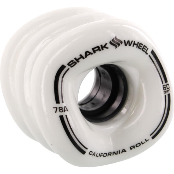 Shark Wheels California Roll White Skateboard Wheels - 60mm 78a (Set of 4)