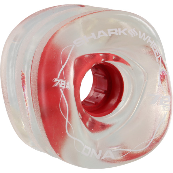 Shark Wheels DNA Clear with Red Hubs Skateboard Wheels - 72mm 78a (Set of 4)