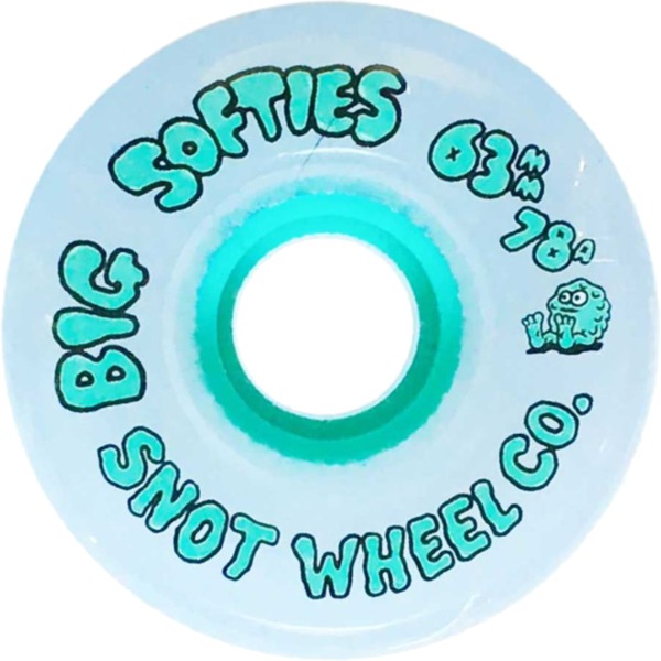 Snot Wheel Co. Big Softies White / Teal Skateboard Wheels - 63mm 78a (Set of 4)
