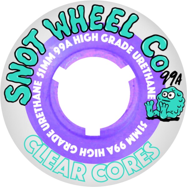 Snot Wheel Co. Clear Cores Natural / Clear Purple Skateboard Wheels - 51mm 99a (Set of 4)