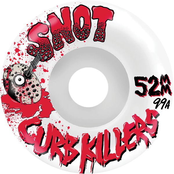 Snot Wheel Co. Curb Killer Conical White Skateboard Wheels - 52mm 99a (Set of 4)