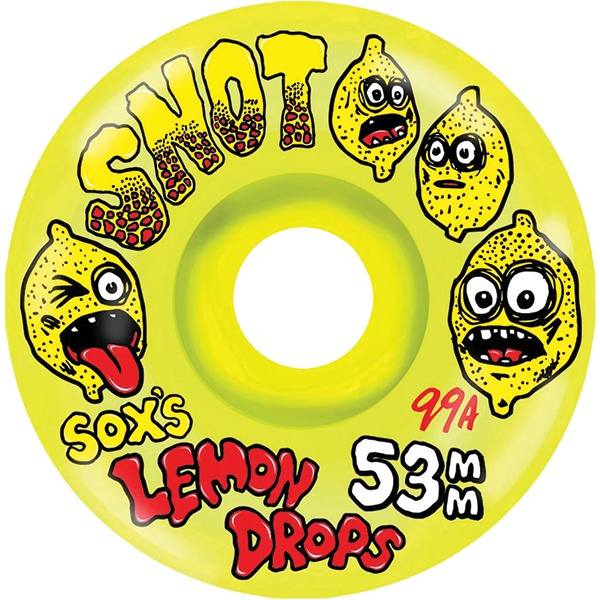 Snot Wheel Co. Lemon Drops Conical Yellow Skateboard Wheels - 53mm 99a (Set of 4)