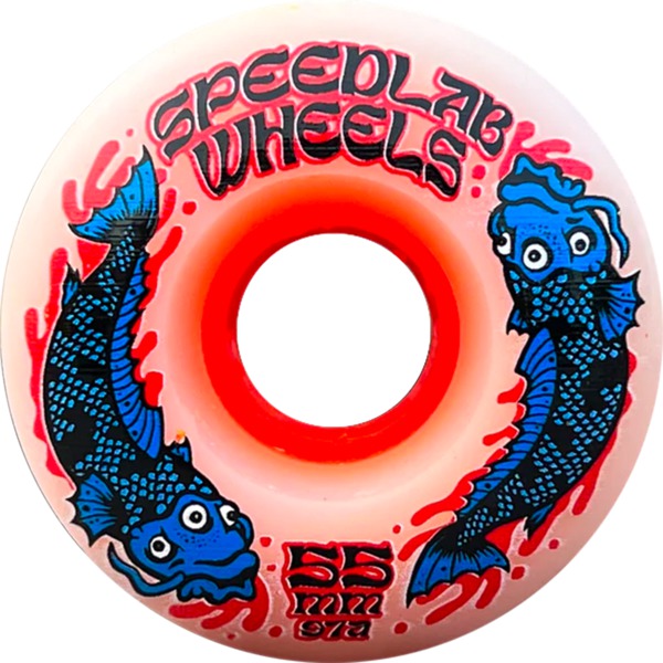 Speedlab Wheels Koi White / Red / Blue Skateboard Wheels - 55mm 97a (Set of 4)