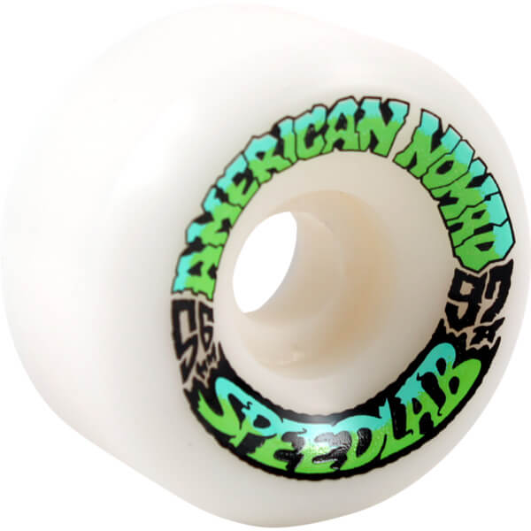 Speedlab Wheels Nomads White / Green Skateboard Wheels - 56mm 97a (Set of 4)