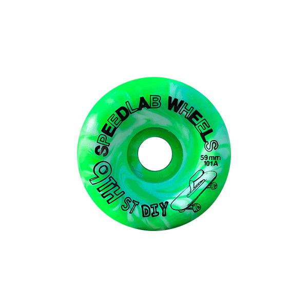 Speedlab Wheels 9th Street DIY Green / White Swirl Skateboard Wheels - 59mm 101a (Set of 4)