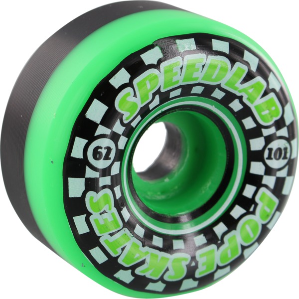 Speedlab Wheels Speedsters Black / Green Skateboard Wheels - 62mm 101a (Set of 4)