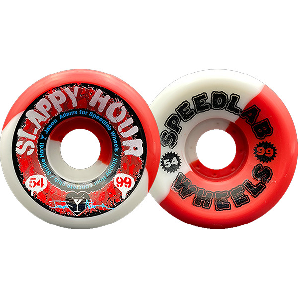 Speedlab Wheels Jason Adams Slappy Hour White / Red Swirl Skateboard Wheels - 54mm 99a (Set of 4)