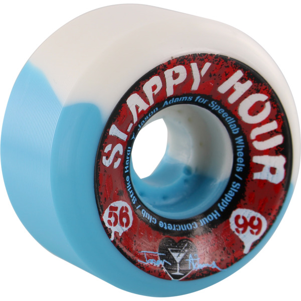 Speedlab Wheels Jason Adams Slappy Hour White / Blue Swirl Skateboard Wheels - 56mm 99a (Set of 4)