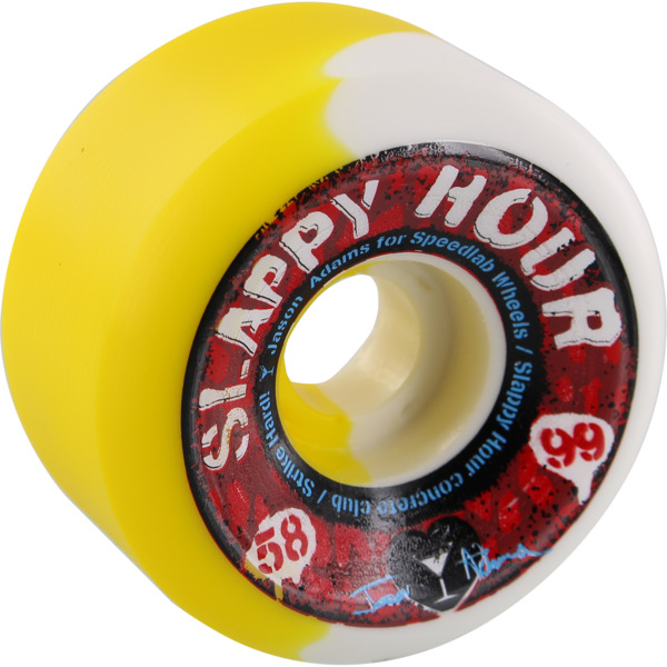 Speedlab Wheels Jason Adams Slappy Hour White / Yellow Swirl Skateboard Wheels - 58mm 99a (Set of 4)