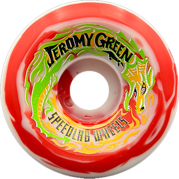 Speedlab Wheels Jeromy Green Pro Model Red / White Swirl Skateboard Wheels - 59mm 99a (Set of 4)