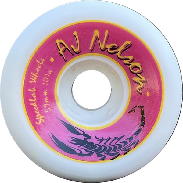 Speedlab Wheels AJ Nelson Pro Model White / Pink Skateboard Wheels - 59mm 101a (Set of 4)