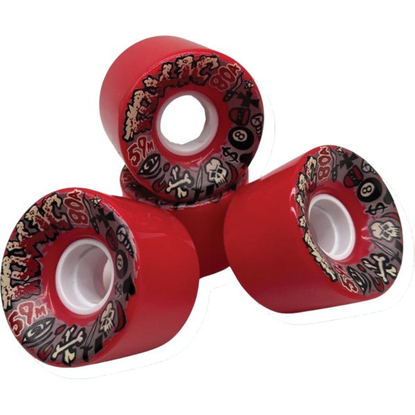Toxic Skate Wheels All-Terrain Red Skateboard Wheels - 59mm 80a (Set of 4)