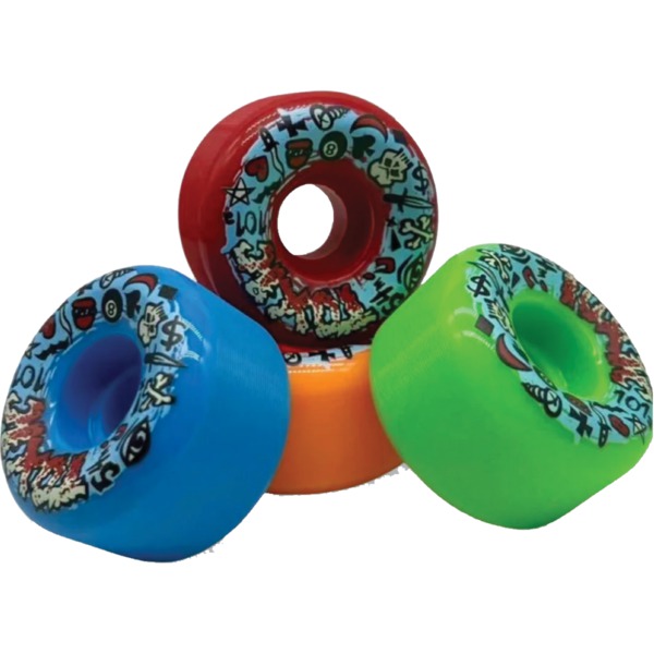 Toxic Skate Wheels Team Party Pack Blue / Orange / Green / Red Skateboard Wheels - 54mm 101a (Set of 4)