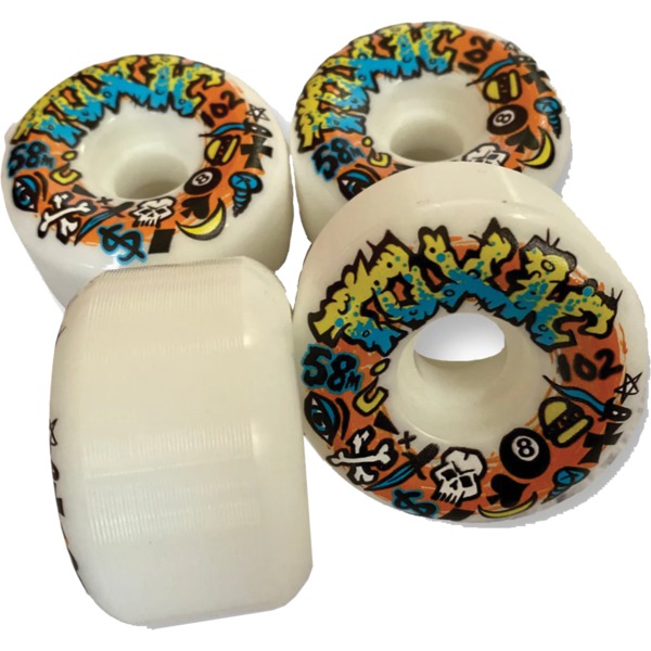 Toxic Skate Wheels Team Solid White Skateboard Wheels - 58mm 102a (Set of 4)