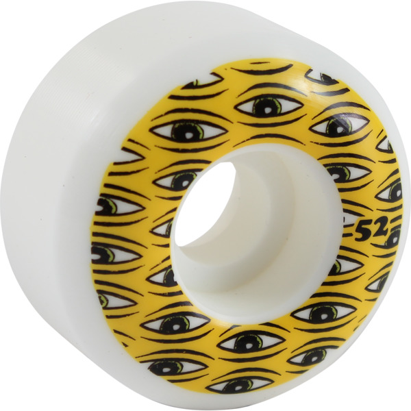 Toy Machine Skateboards All Seeing White / Yellow Skateboard Wheels - 52mm 99a (Set of 4)