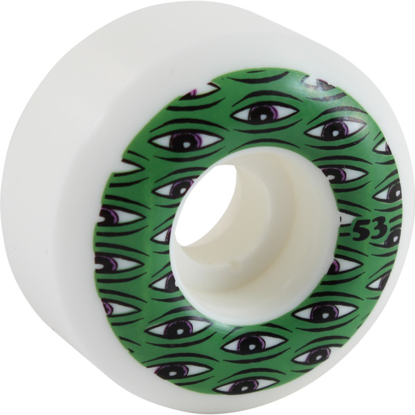 Toy Machine Skateboards All Seeing White / Green Skateboard Wheels - 53mm 99a (Set of 4)