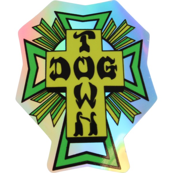 Dogtown Skateboards 2" Holographic Cross Green Skate Sticker