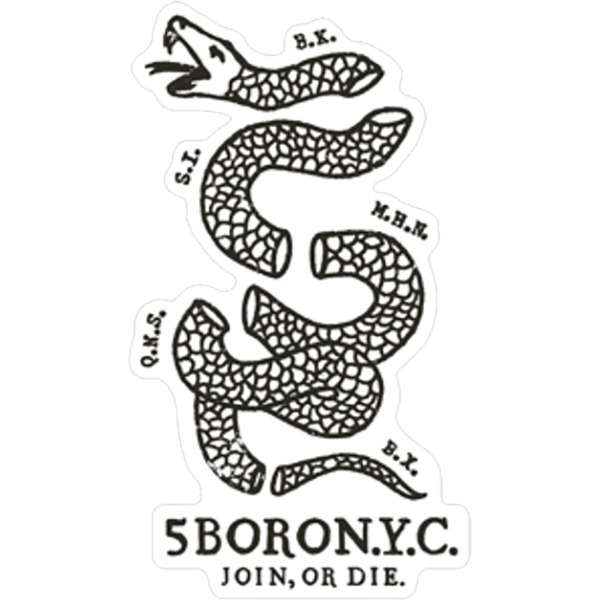 5Boro NYC Skateboards Join or Die Snake Skate Sticker