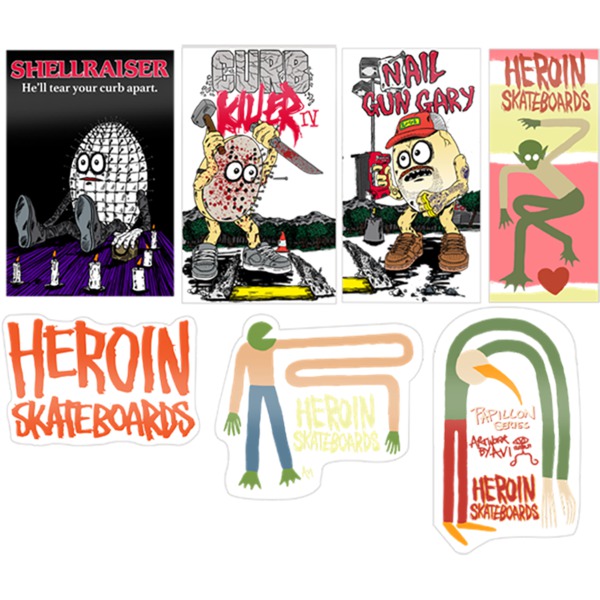 Heroin Skateboards 12 Pack Spring '23 Assorted Skate Stickers
