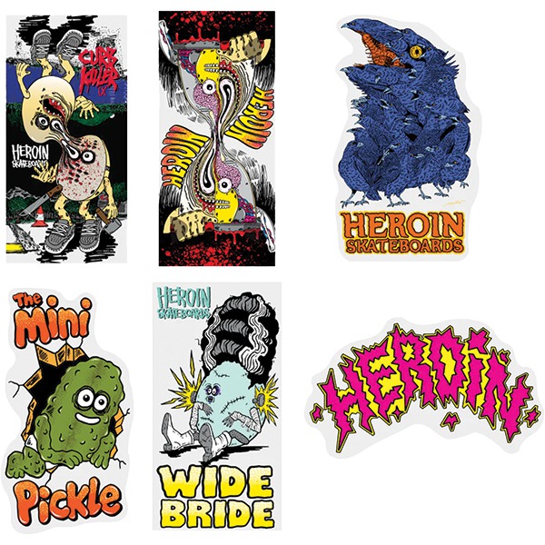 Heroin Skateboards 12 Pack Merged Skate Sticker