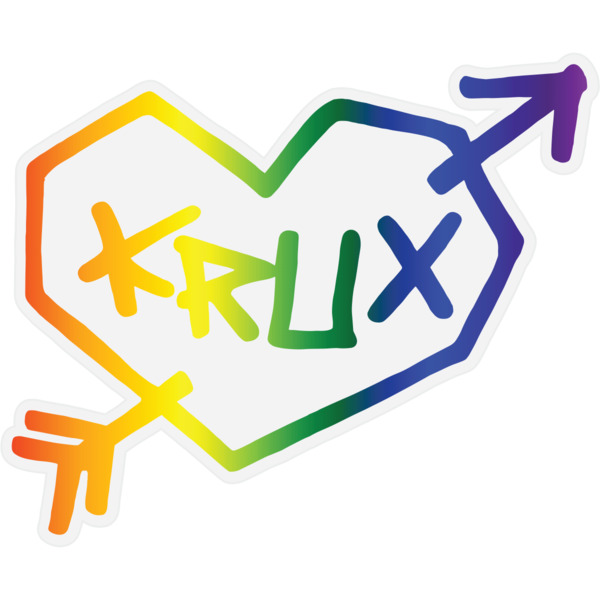 Krux Skate Trucks 3.25" x 4" Rainbow Heart Skate Sticker