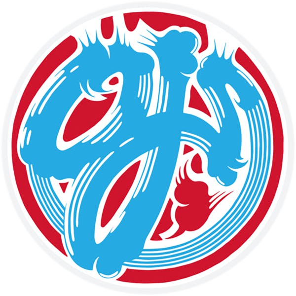 OJ Wheels 3.5" x 3.5" Brush Logo Mylar Red / Blue / White Skate Sticker