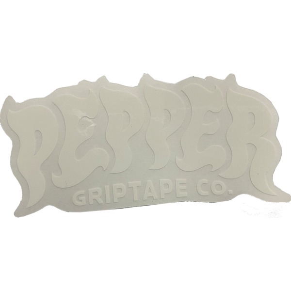 Pepper Grip Tape Co 5" Griptape Logo White / Clear Skate Sticker