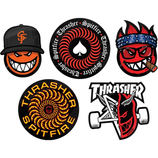 Spitfire Wheels 5 Pack Thrasher Assorted Skate Sticker
