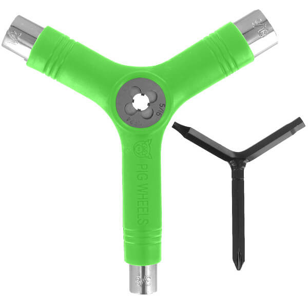 Pig Wheels Multi-Purpose Skate Tool in Neon Green