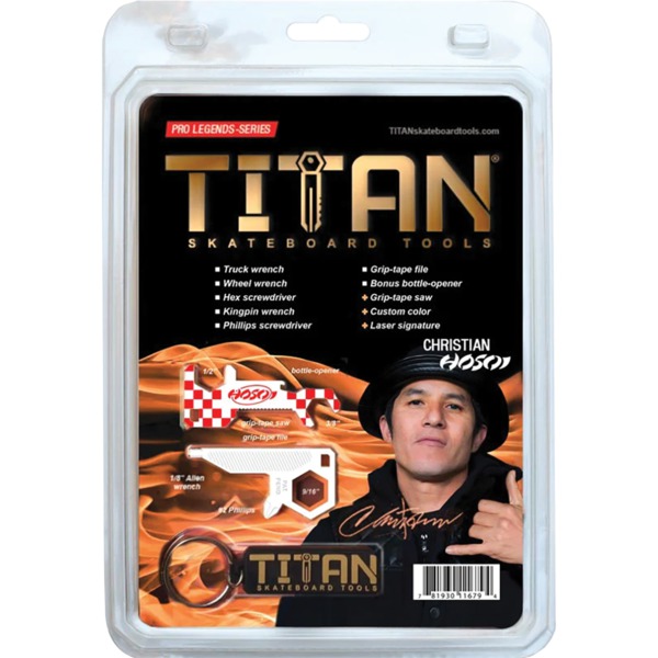 Titan Skateboard Tools Christian Hosoi Pro Legends Series White Multi-Purpose Skate Tool