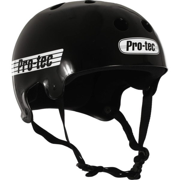 ProTec Skateboard Pads Classic Old School Gloss Black / White Skate Helmet - Small / 21.3" - 22"