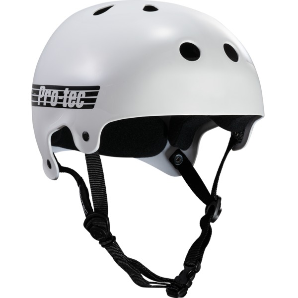 ProTec Skateboard Pads Classic Old School Gloss White Skate Helmet - X-Small / 20.5" - 21.3"