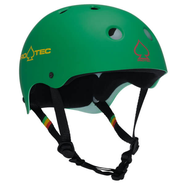 ProTec Skateboard Pads Classic Rubber Rasta Green Skate Helmet - Medium / 22" - 22.8"