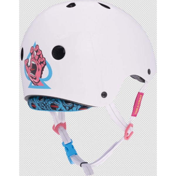 ProTec Skateboard Pads Low Pro Santa Cruz White Skate Helmet - (Certified) - Small / Medium 20.8" - 22.44"