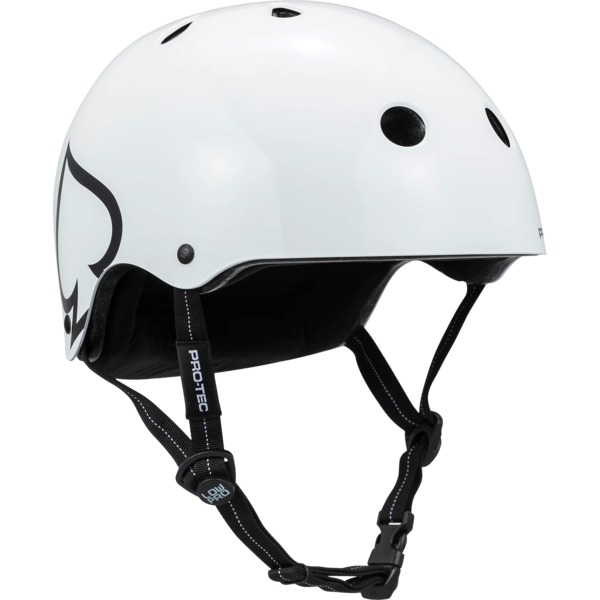 ProTec Skateboard Pads Low Pro Gloss White Skate Helmet - (Certified) - XL/XXL 23.5" - 24.5"