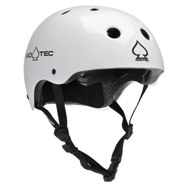 ProTec Skateboard Pads Classic CPSC Gloss White Skate Helmet - (Certified) - Medium / 22" - 22.8"