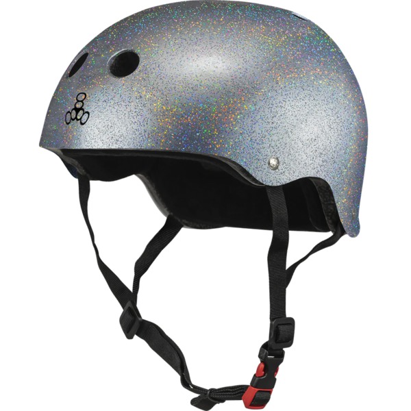 Triple 8 Skateboard Pads Certified Sweatsaver Silver Glitter Skate Helmet CPSC Certified - XS/S 20" - 21.25"