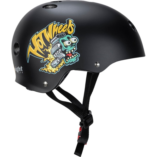 Triple 8 Skateboard Pads Sweatsaver Hot Wheels Matte Black Skate Helmet - S/M