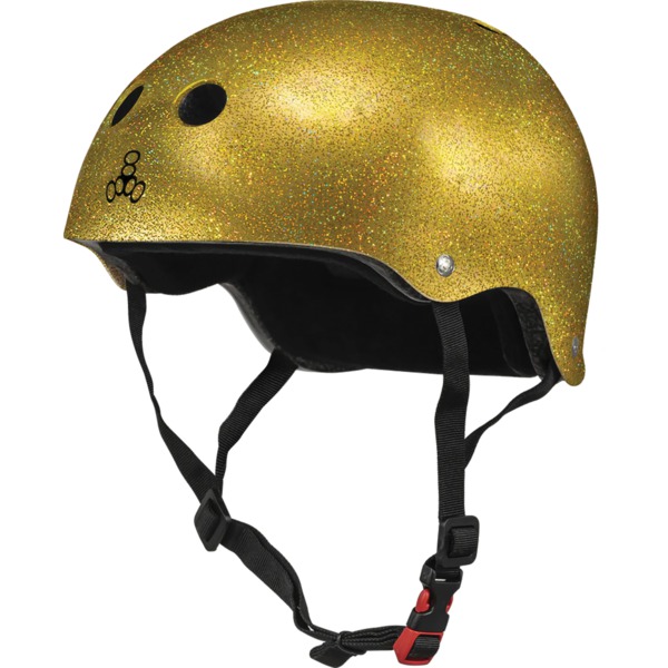 Triple 8 Skateboard Pads Certified Sweatsaver Gold Glitter Skate Helmet CPSC Certified - L/XL 22.5" - 23.5"