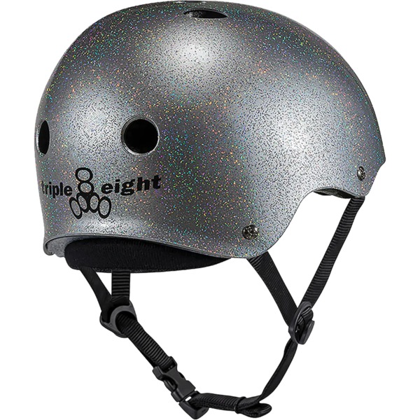 Triple 8 Skateboard Pads Deep Cover Silver Glitter Skate Helmet CPSC Certified - S/M 21" - 22.5"