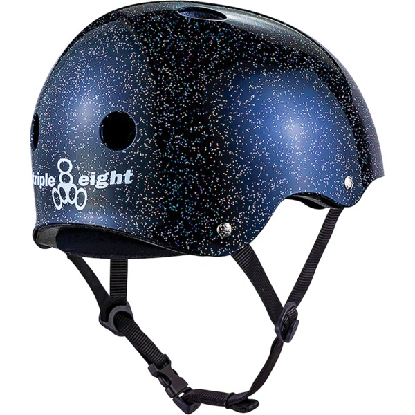 Triple 8 Skateboard Pads Deep Cover Black Glitter Skate Helmet CPSC Certified - L/XL 22.5" - 23.5"